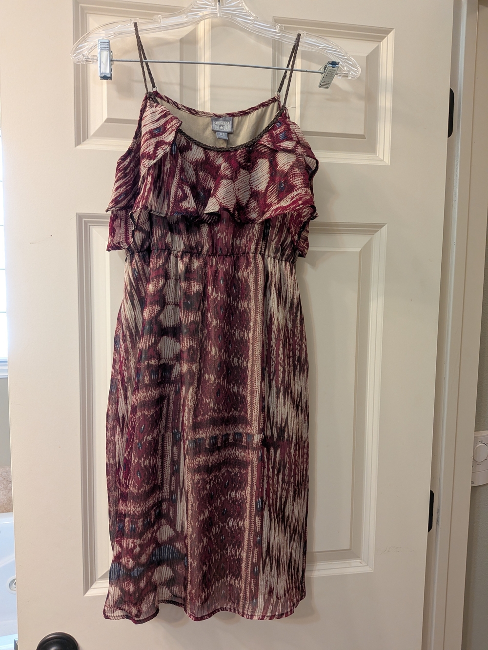 Converse Burgundy and Cream Ruffle Sundress